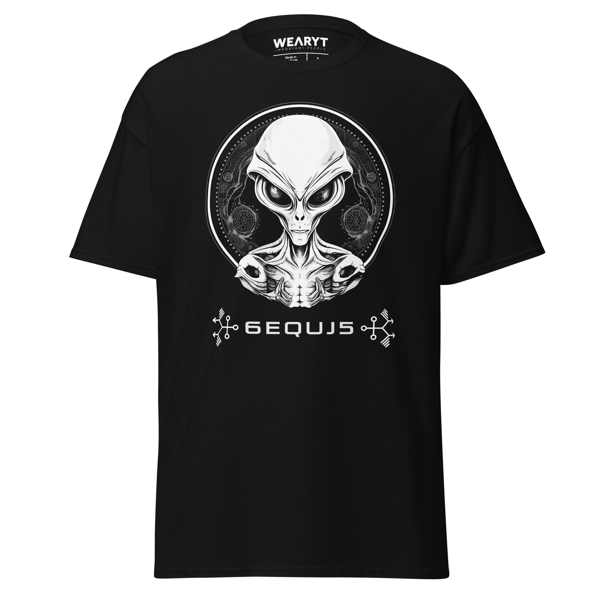 T-shirt – Alien and Signal Wow – Black Men's Clothing Wearyt